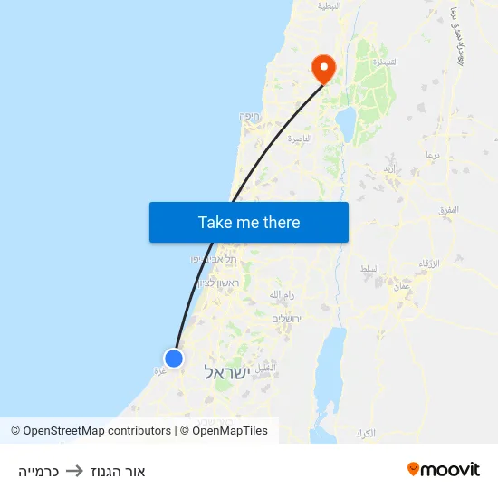 כרמייה to אור הגנוז map