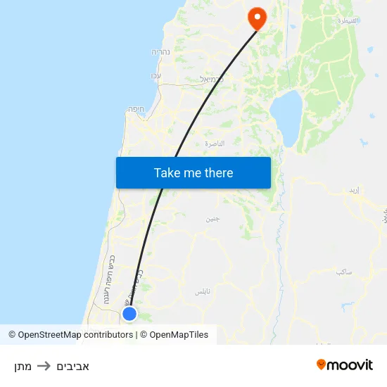 מתן to אביבים map