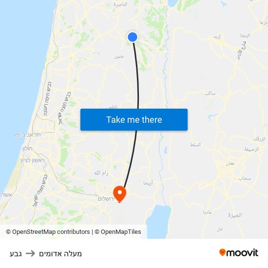 גבע to מעלה אדומים map