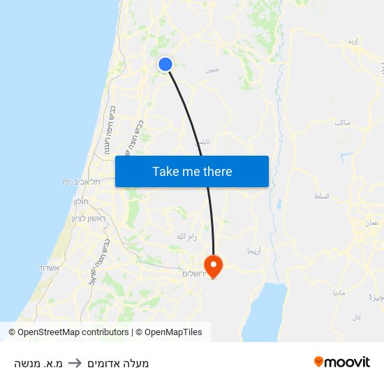 מ.א. מנשה to מעלה אדומים map