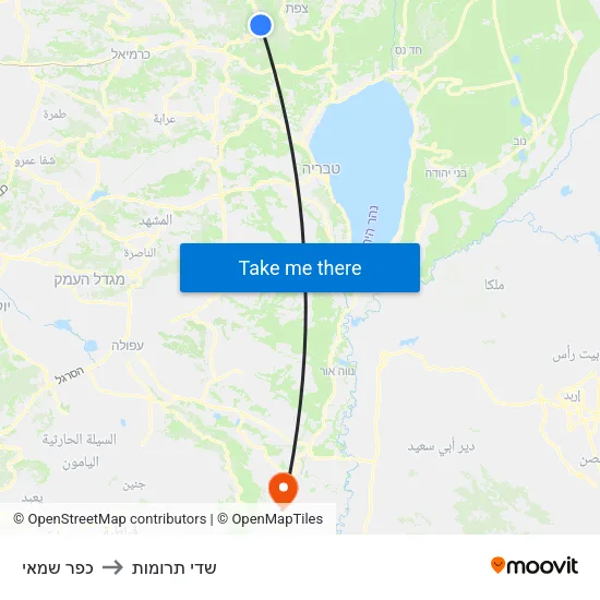 כפר שמאי to שדי תרומות map