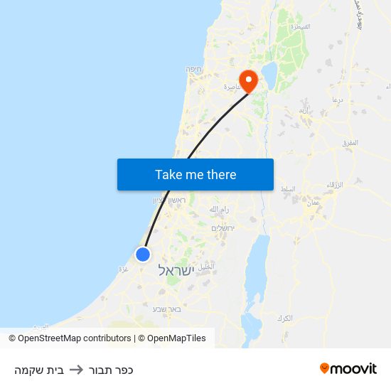 בית שקמה to כפר תבור map