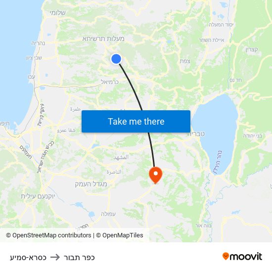 כסרא-סמיע to כפר תבור map