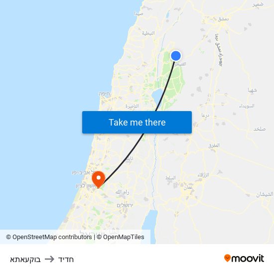 בוקעאתא to חדיד map