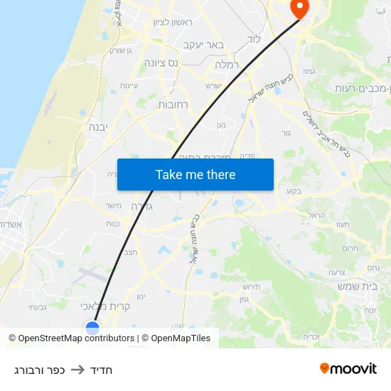 כפר ורבורג to חדיד map