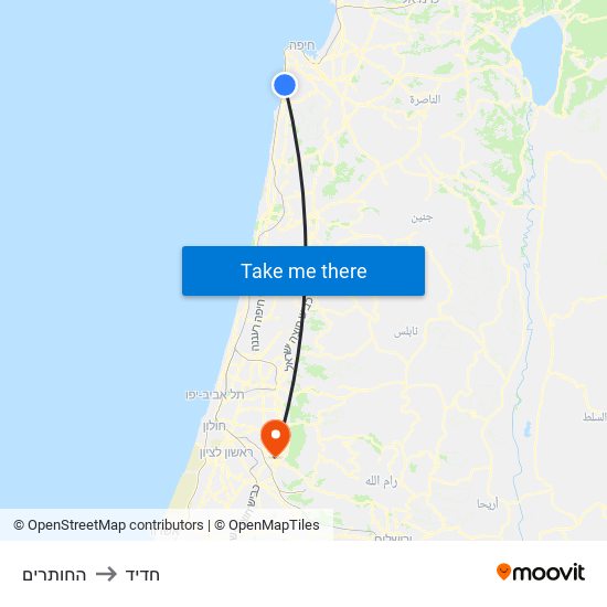 החותרים to חדיד map