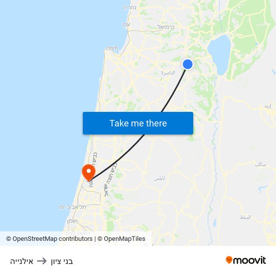 אילנייה to בני ציון map