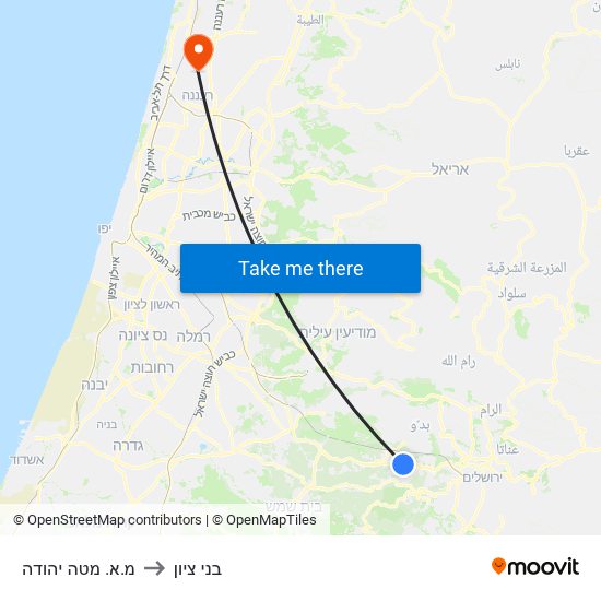 מ.א. מטה יהודה to בני ציון map