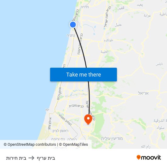 בית חירות to בית עריף map