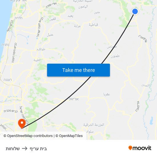 שלוחות to בית עריף map