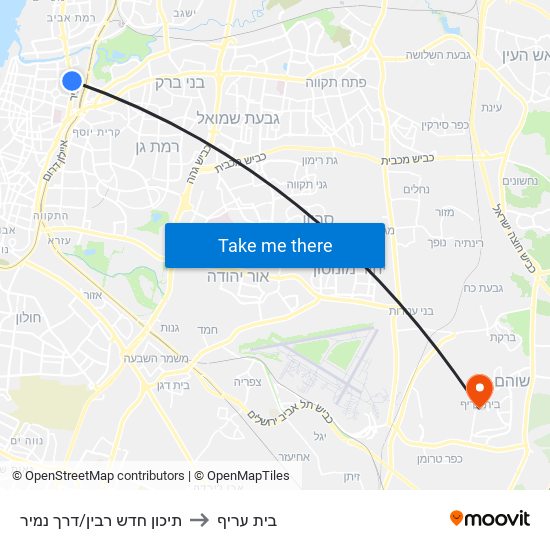 תיכון חדש רבין/דרך נמיר to בית עריף map