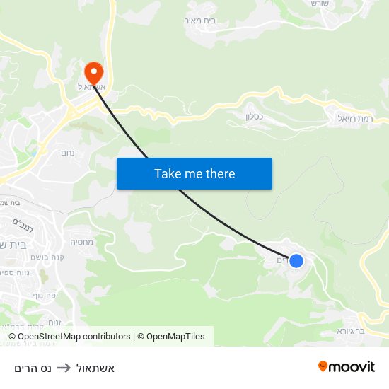 נס הרים to אשתאול map