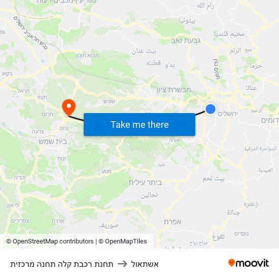 תחנת רכבת קלה תחנה מרכזית to אשתאול map