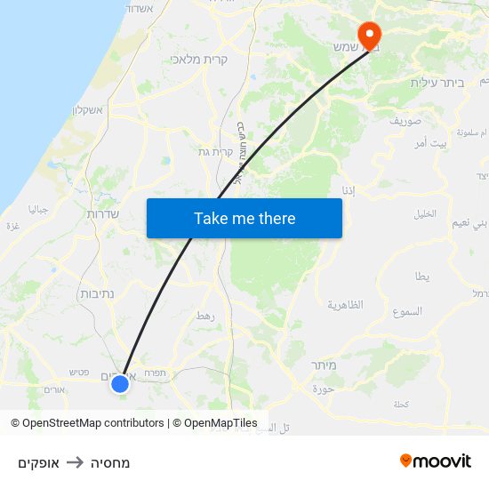 אופקים to מחסיה map