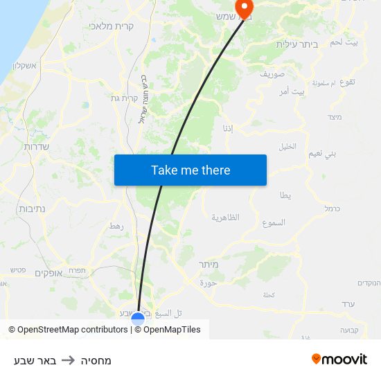 באר שבע to מחסיה map