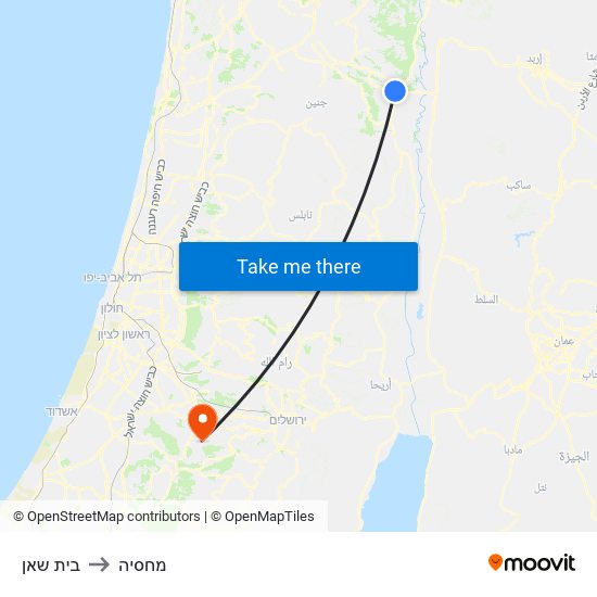 בית שאן to מחסיה map