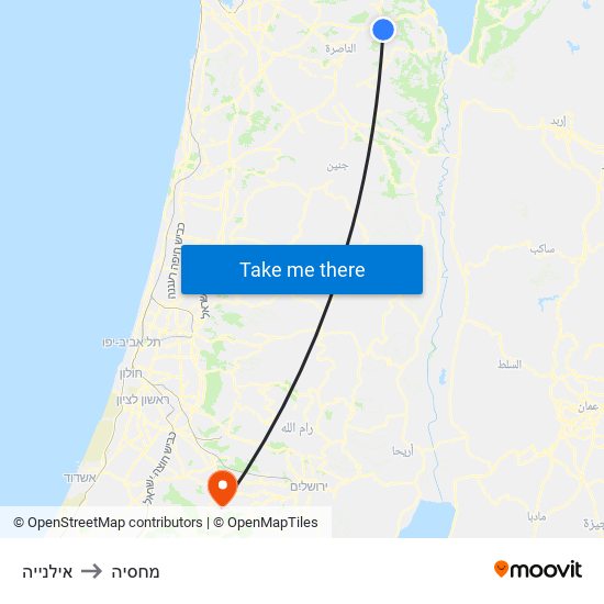 אילנייה to מחסיה map