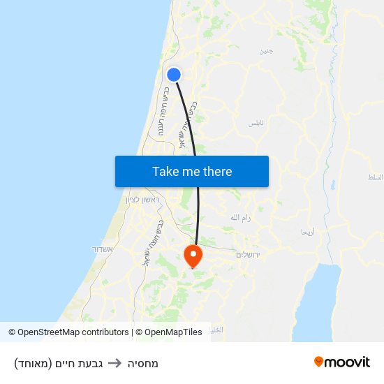 גבעת חיים (מאוחד) to מחסיה map