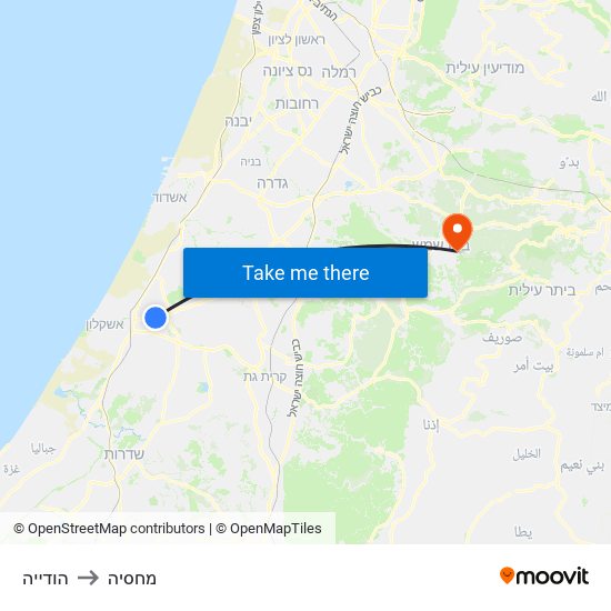 הודייה to מחסיה map