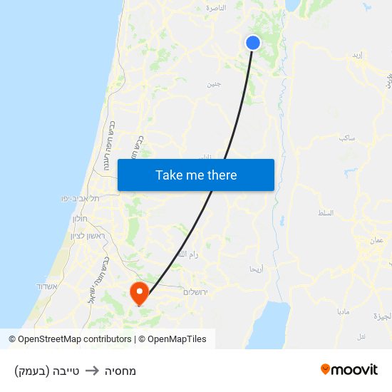 טייבה (בעמק) to מחסיה map