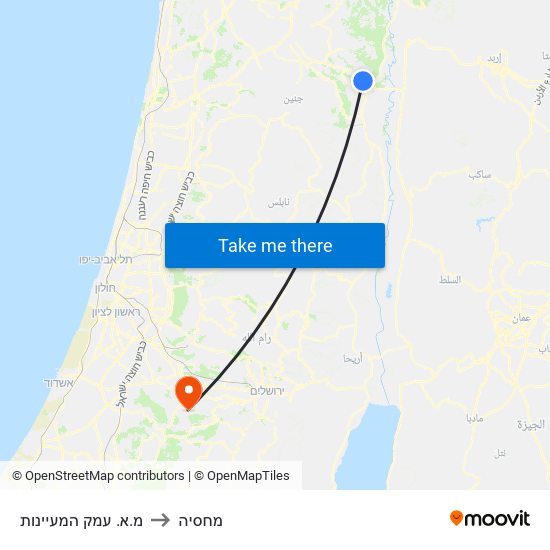 מ.א. עמק המעיינות to מחסיה map