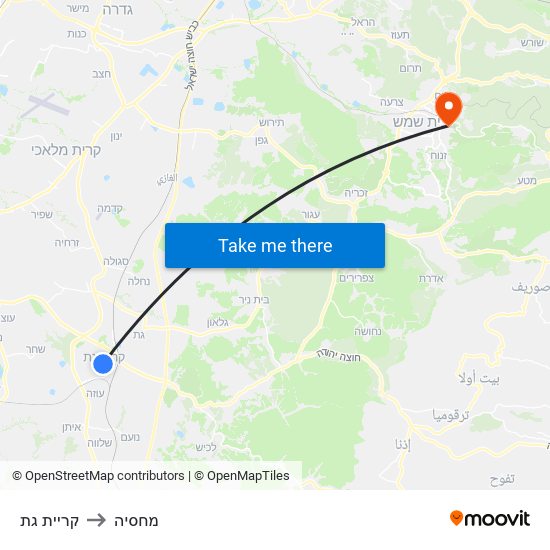 קריית גת to מחסיה map