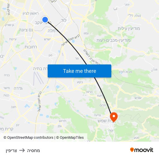 צריפין to מחסיה map