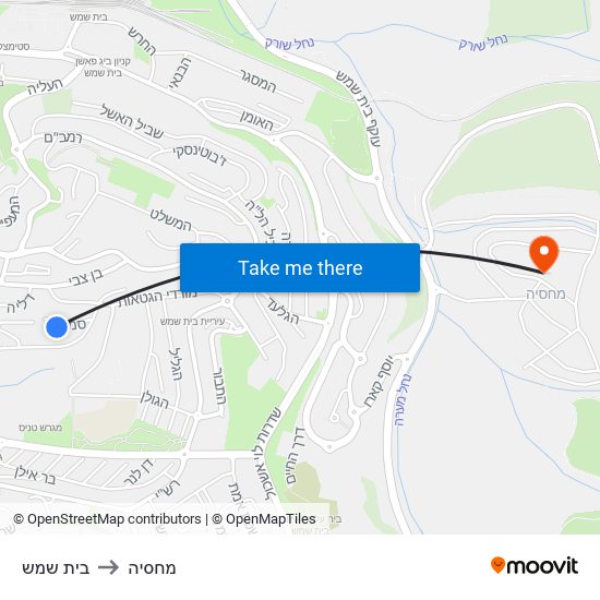 בית שמש to מחסיה map