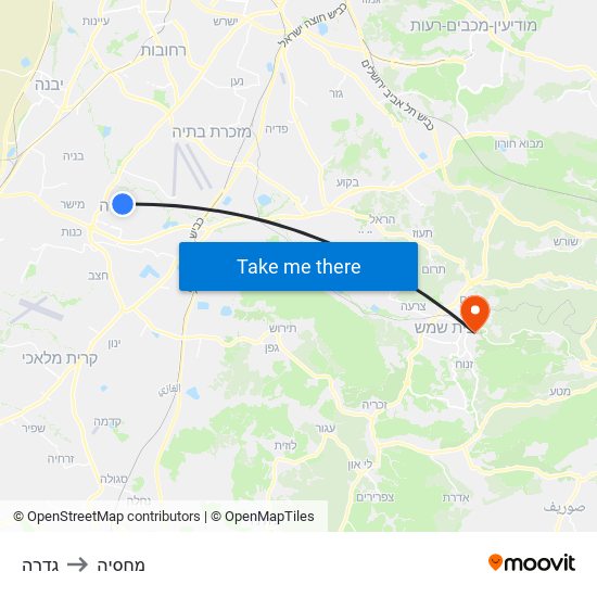 גדרה to מחסיה map