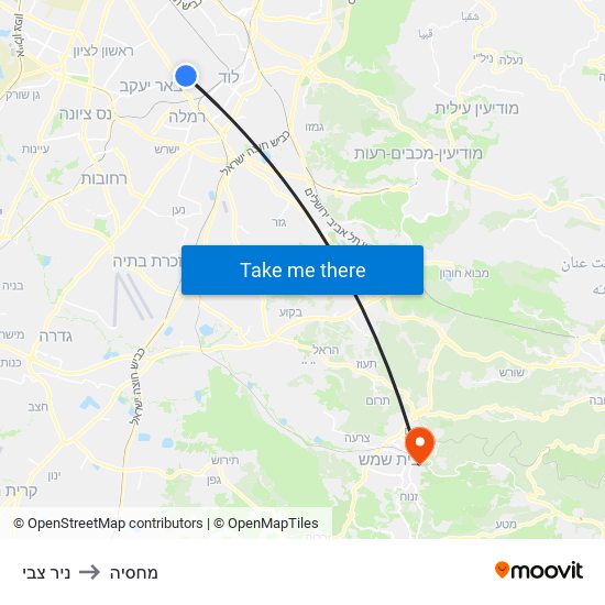 ניר צבי to מחסיה map