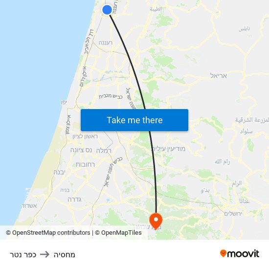 כפר נטר to מחסיה map