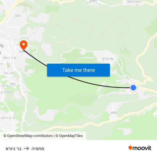 בר גיורא to מחסיה map