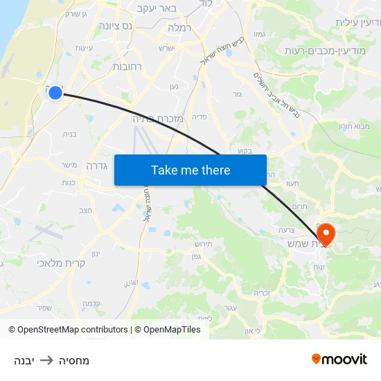 יבנה to מחסיה map