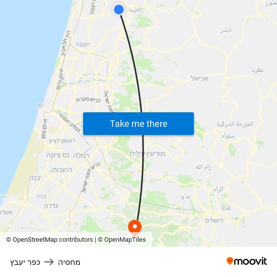 כפר יעבץ to מחסיה map