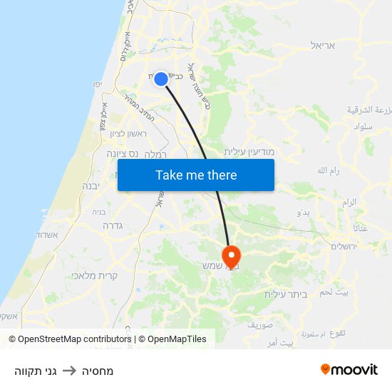 גני תקווה to מחסיה map