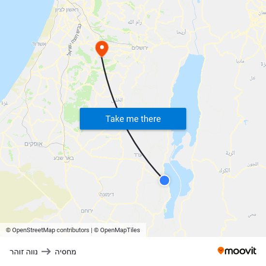 נווה זוהר to מחסיה map