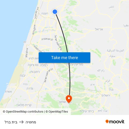 בית ברל to מחסיה map