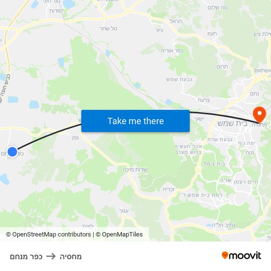 כפר מנחם to מחסיה map