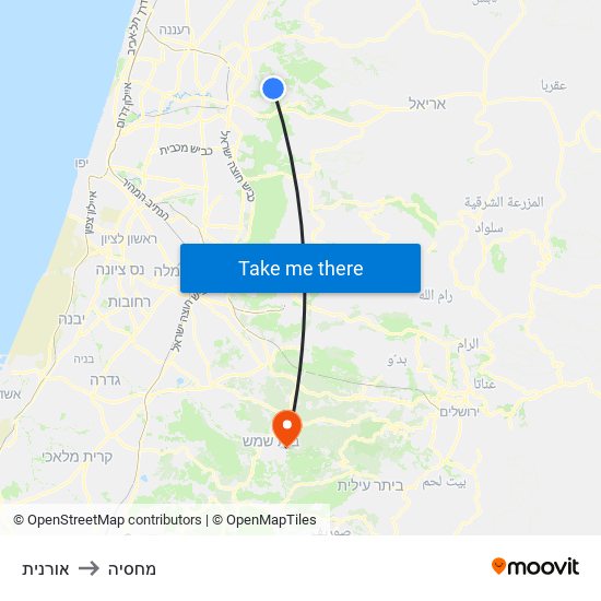 אורנית to מחסיה map