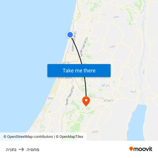 נתניה to מחסיה map