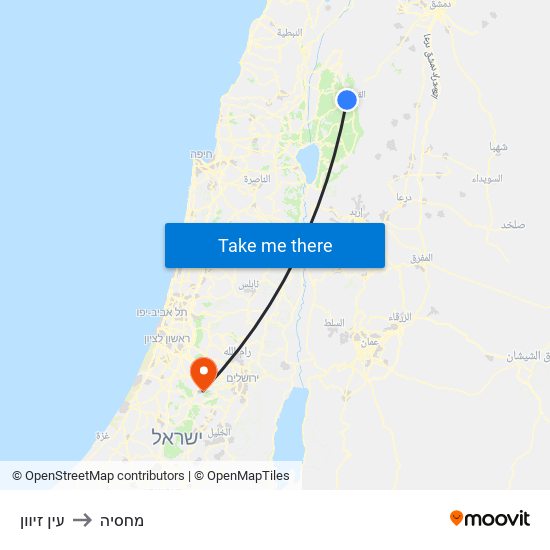 עין זיוון to מחסיה map