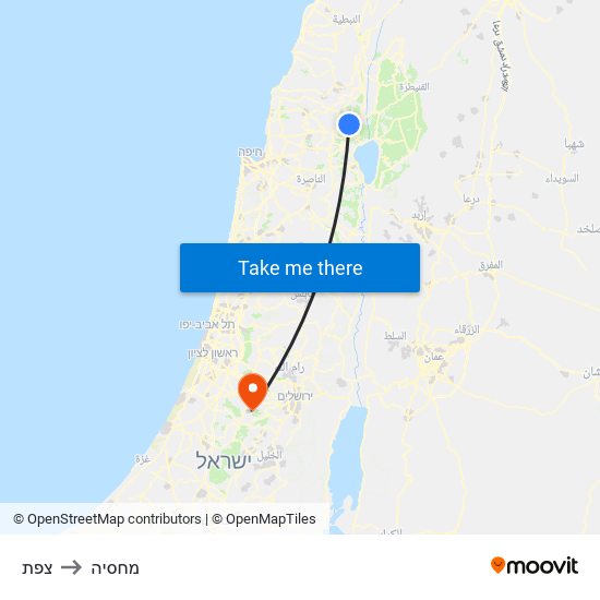 צפת to מחסיה map