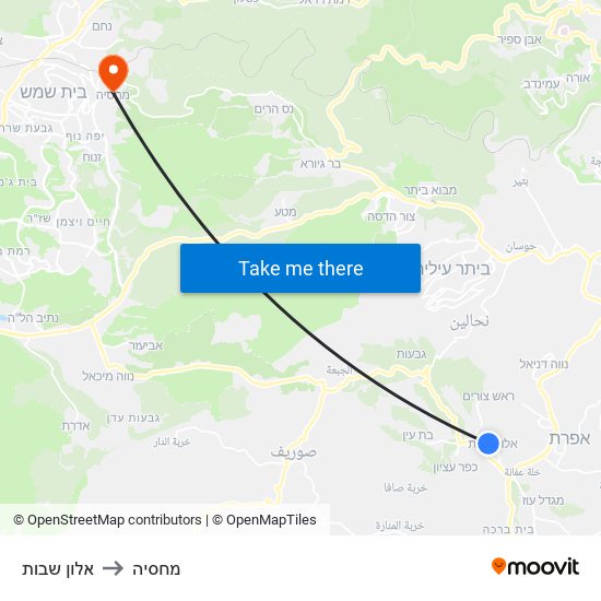 אלון שבות to מחסיה map