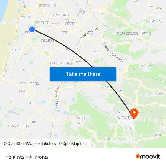 בית עובד to מחסיה map