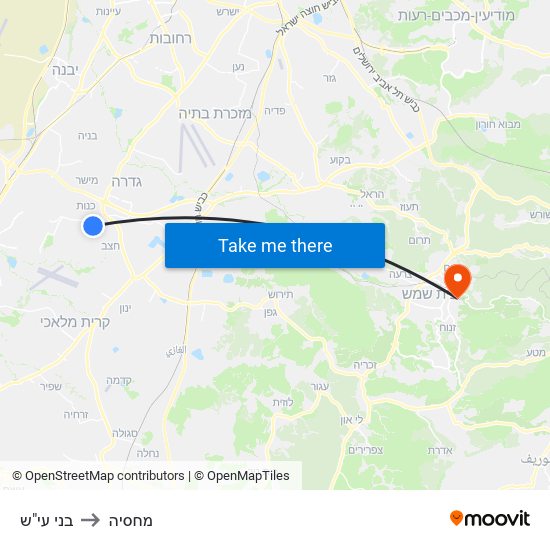בני עי"ש to מחסיה map