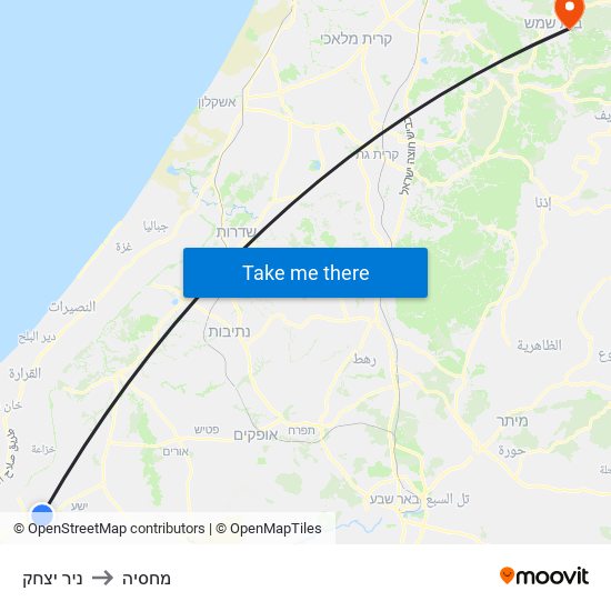 ניר יצחק to מחסיה map