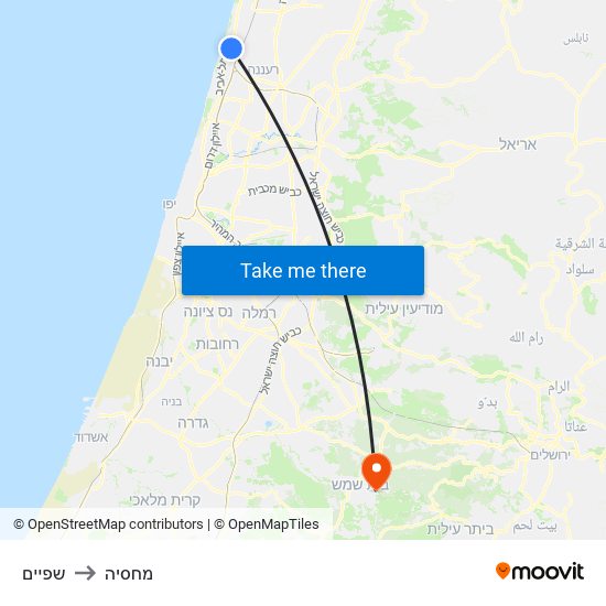 שפיים to מחסיה map