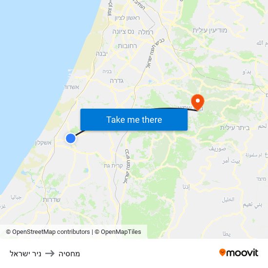 ניר ישראל to מחסיה map