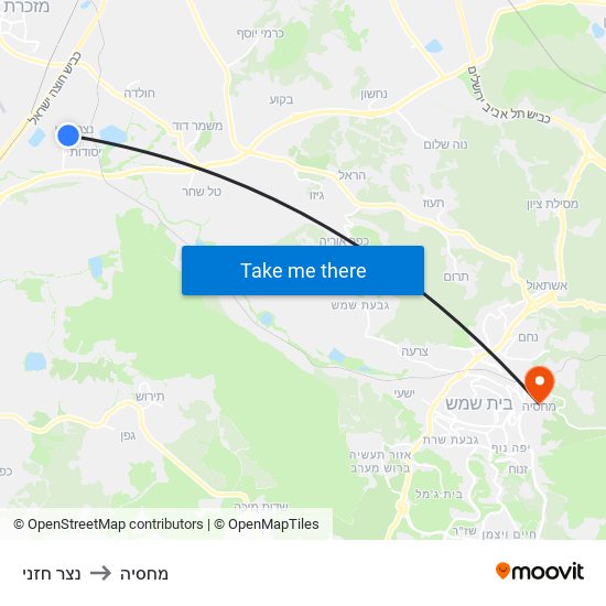 נצר חזני to מחסיה map