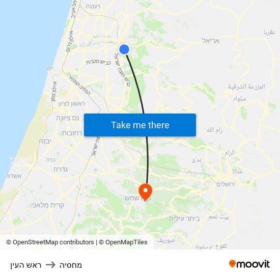 ראש העין to מחסיה map